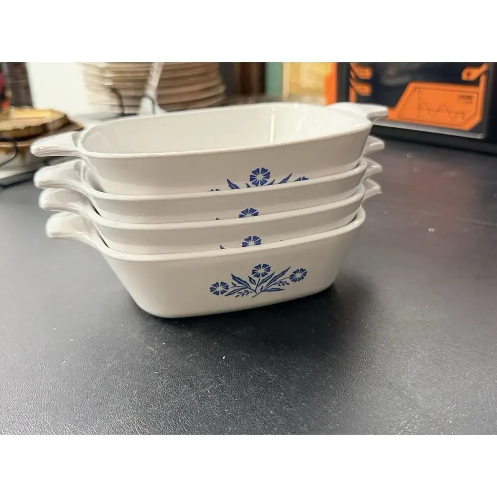 Vintage Corning Ware Cornflower Blue Casserole Dishes – 4 Individual Bakers